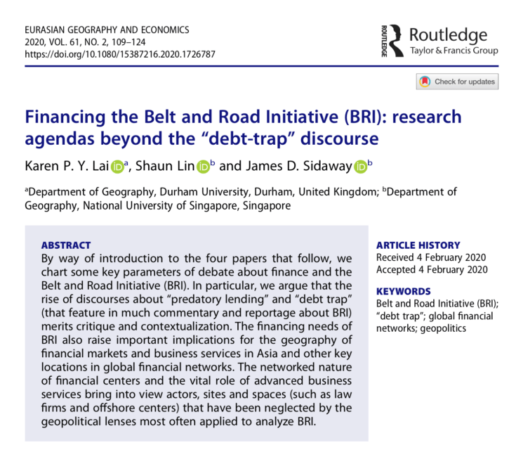 Financing the Belt and Road Initiative (BRI): research agendas beyond the "debt-trap" discourse
