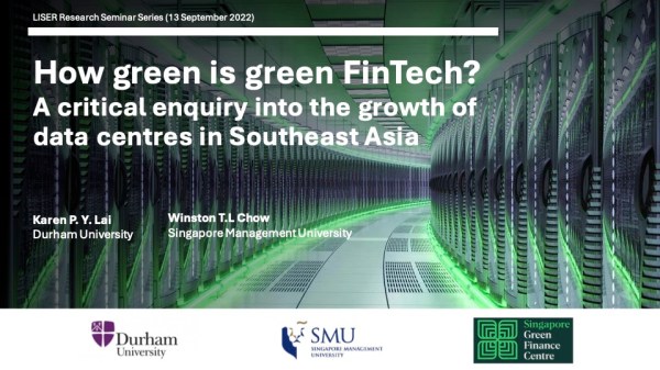 LISER seminar: How green is green fintech? A critical enquiry into the growth of data centres in Southeast Asia