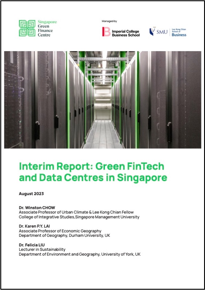 Cover of 'Interim Report: Green FinTech and Data Centres in Singapore'
